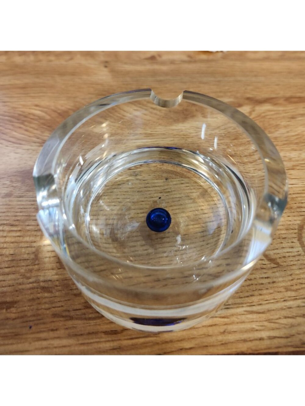 Art Glass Ashtray Controlled Cobalt Blue Bubble Heavyweight Krosnos Poland - Picture 8 of 12